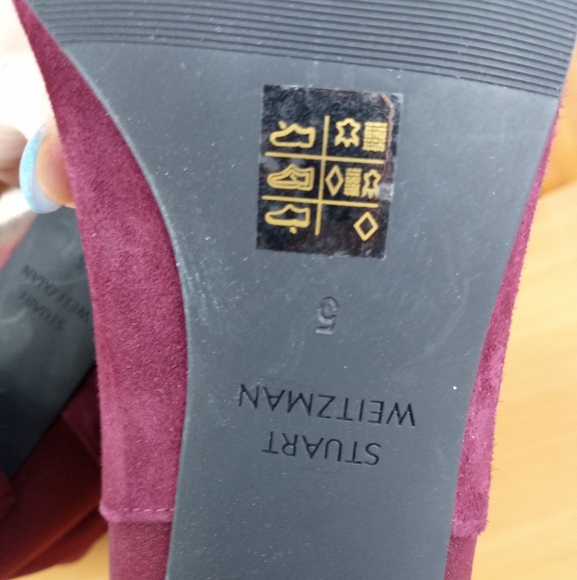 NWT Stuart Weitzman 'Gillian' Knee High Genuine Suede Heeled Boots in Burgundy - Picture 11 of 14